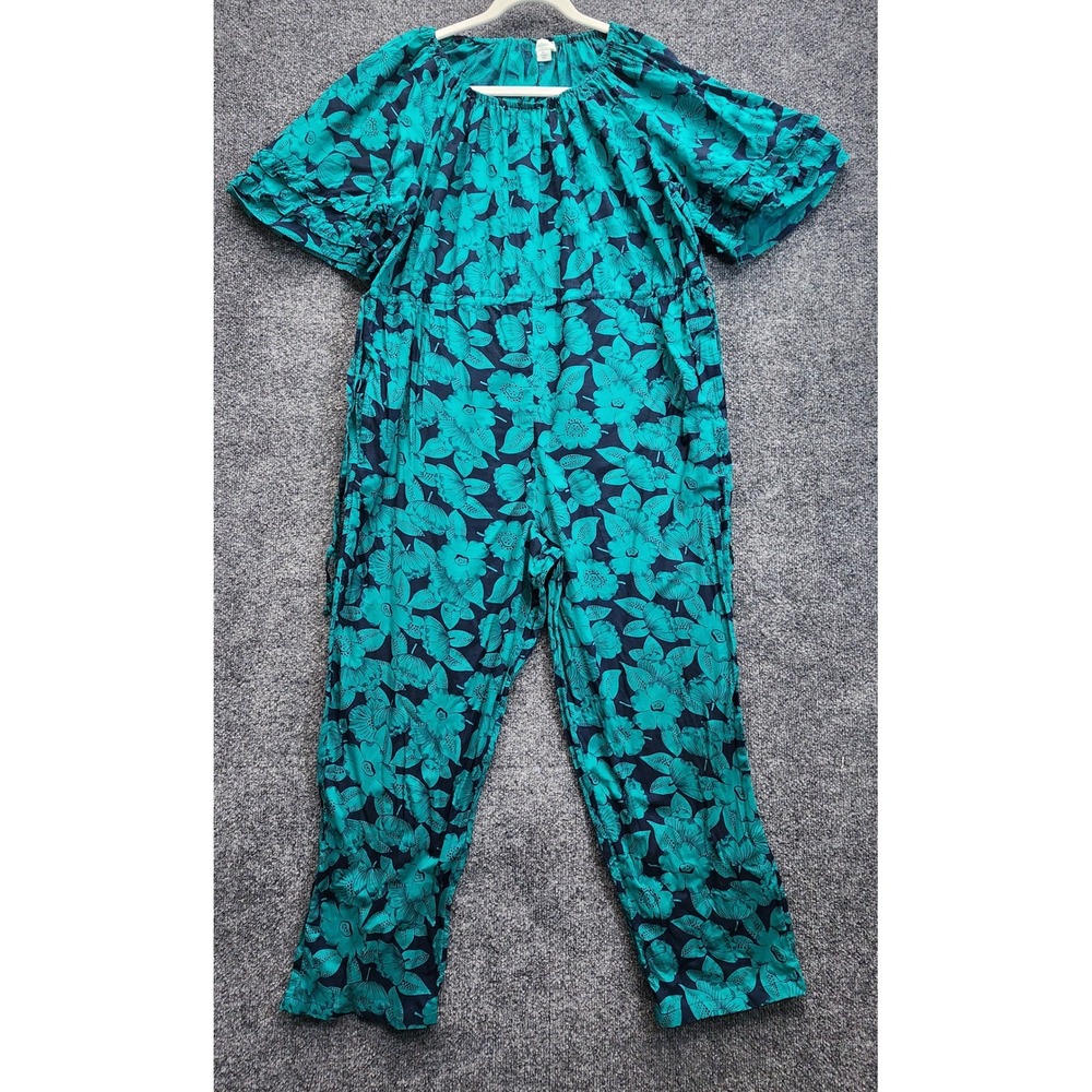 Sundance Grand Bays Petite Large Floral Cotton Boho Ruffle Wide Leg Jumpsuit PL